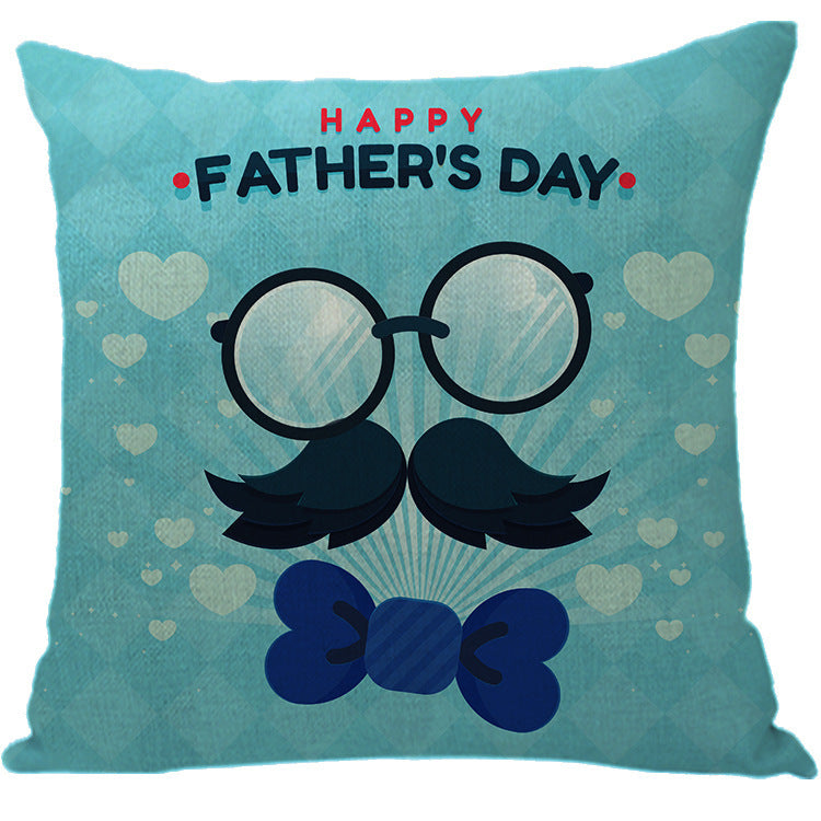 Batch Father's Day Pillow Blue Plaid Letter Sofa Bedside Linen Pillow Case